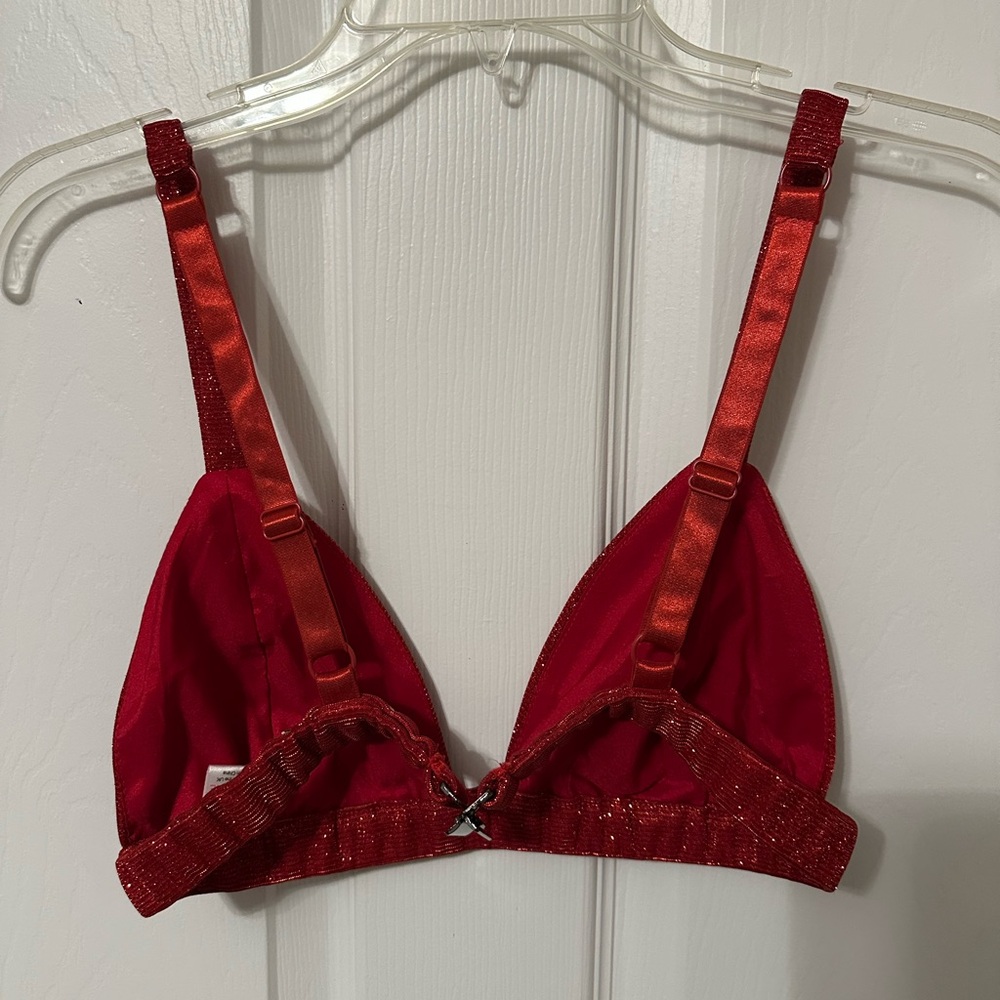 SLA The Label Red Glitter Suit Set 3 pcs Blazer Bra pants - Picture 4 of 12